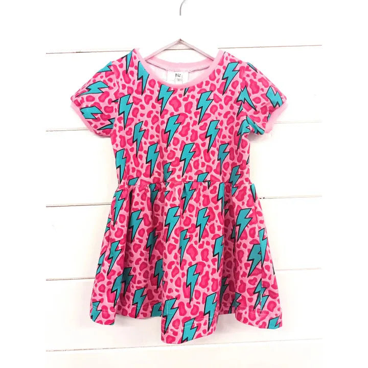 Freckles and Daisies Ziggy Bolt Pink Twirl Dress