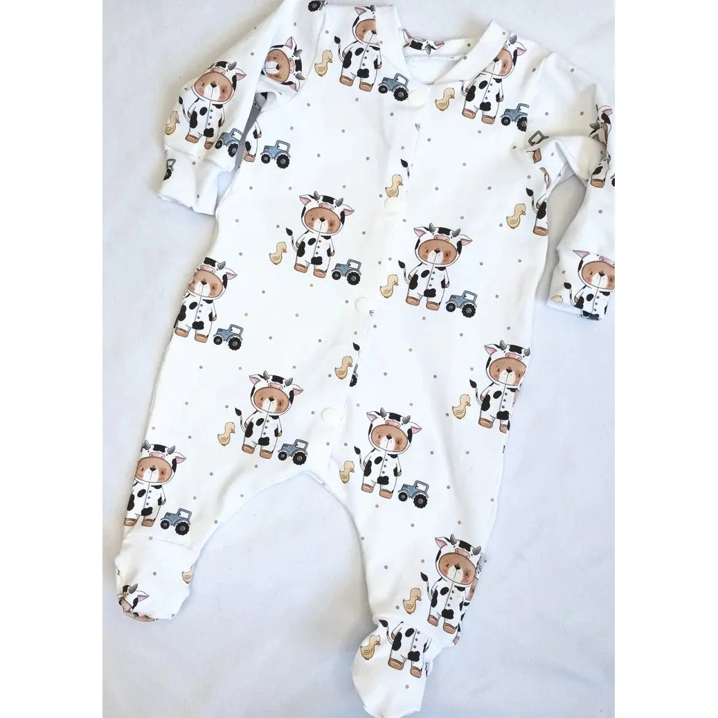 Freckles & Daisies Moo Bear Sleepsuit