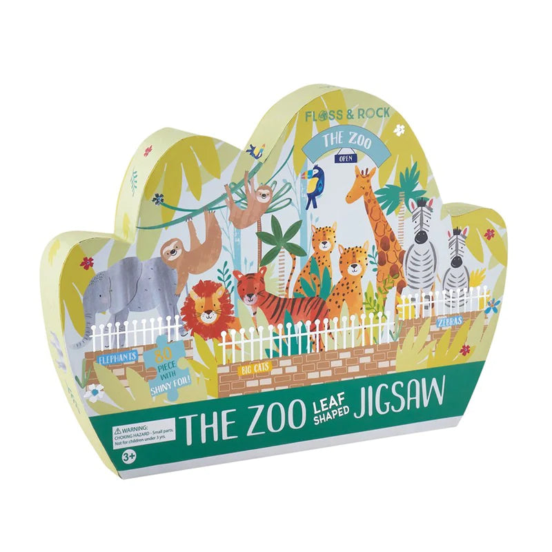 Floss and Rock The Zoo Safari Leaf shaped 80 Piece Jigsaw