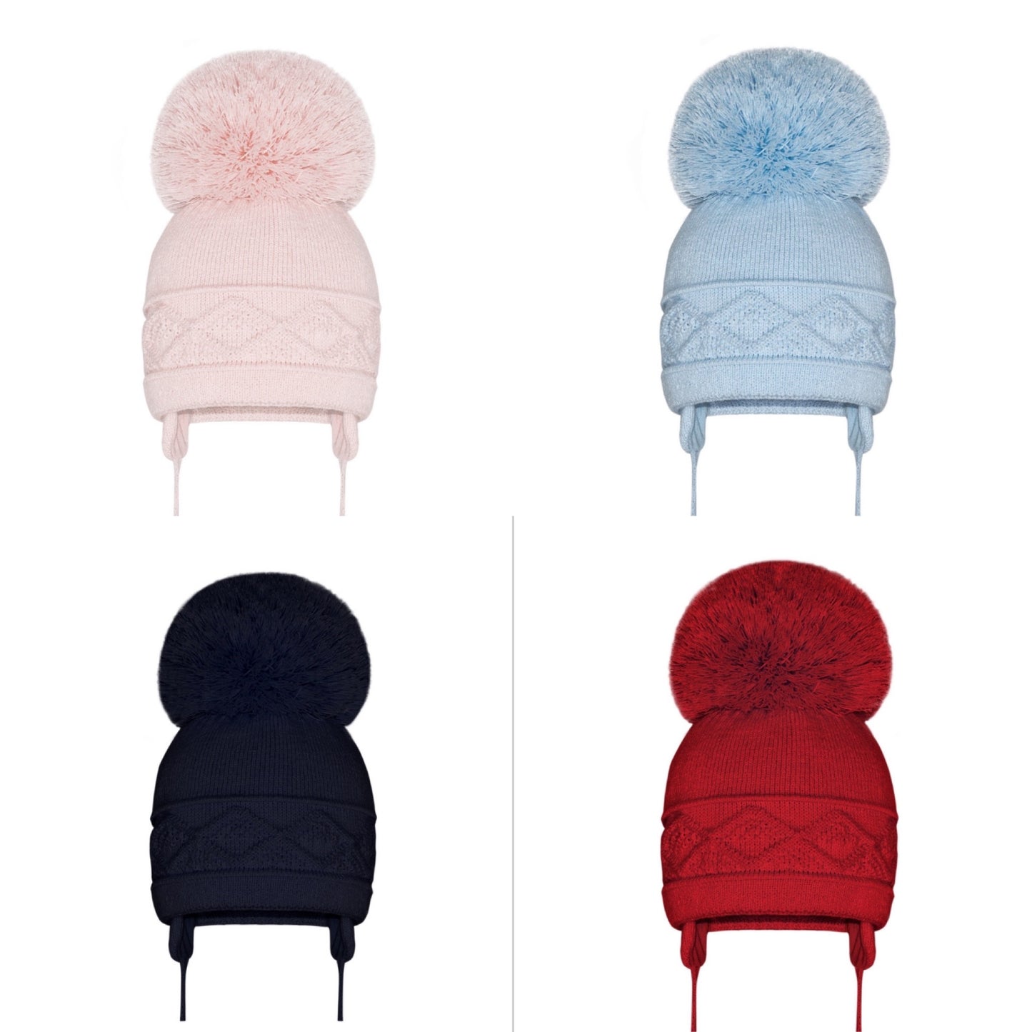 Pom Pom Envy Super Cable Pom Hat - Pink, Blue, Red, Navy