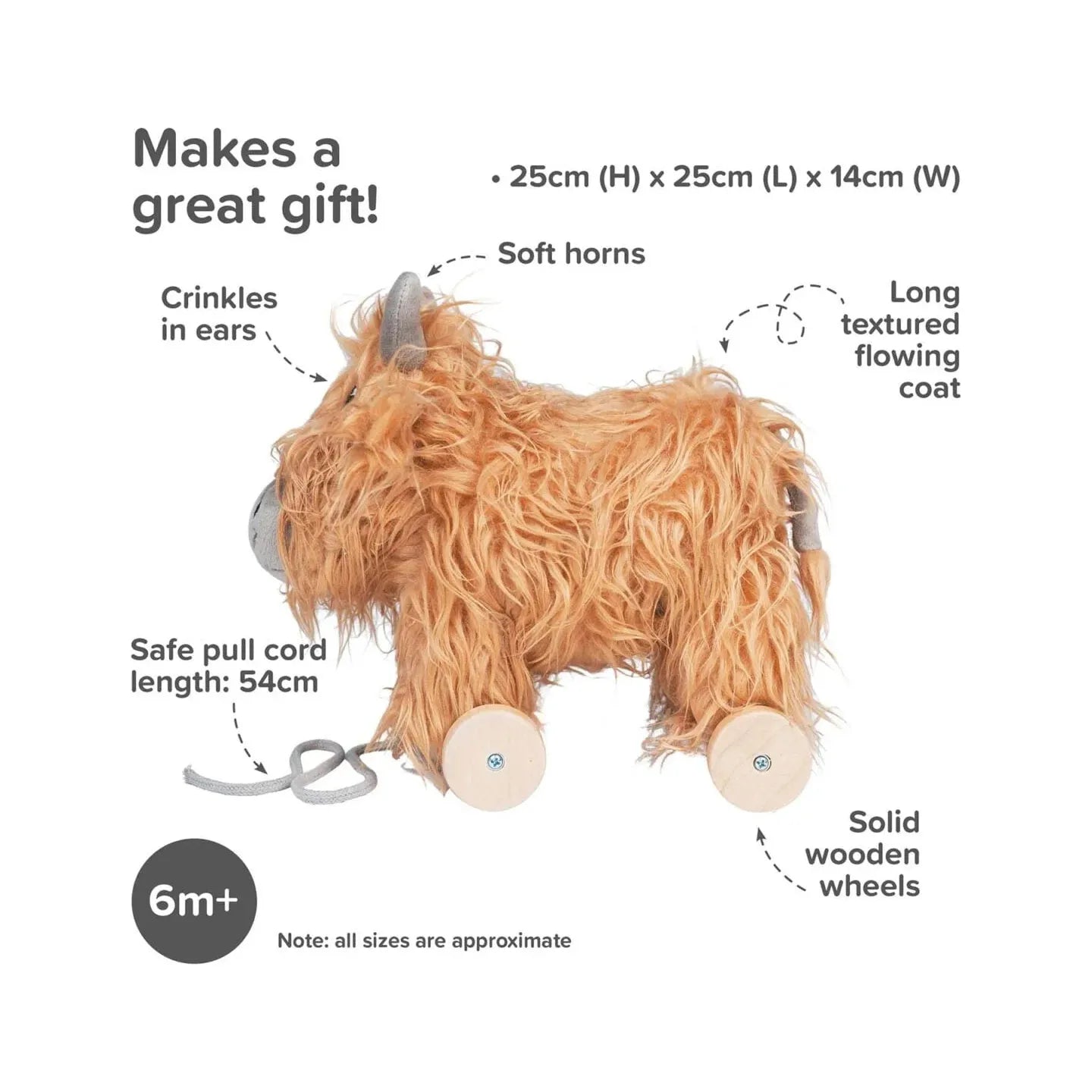 Hubert Highland Cow Pull Along Toy