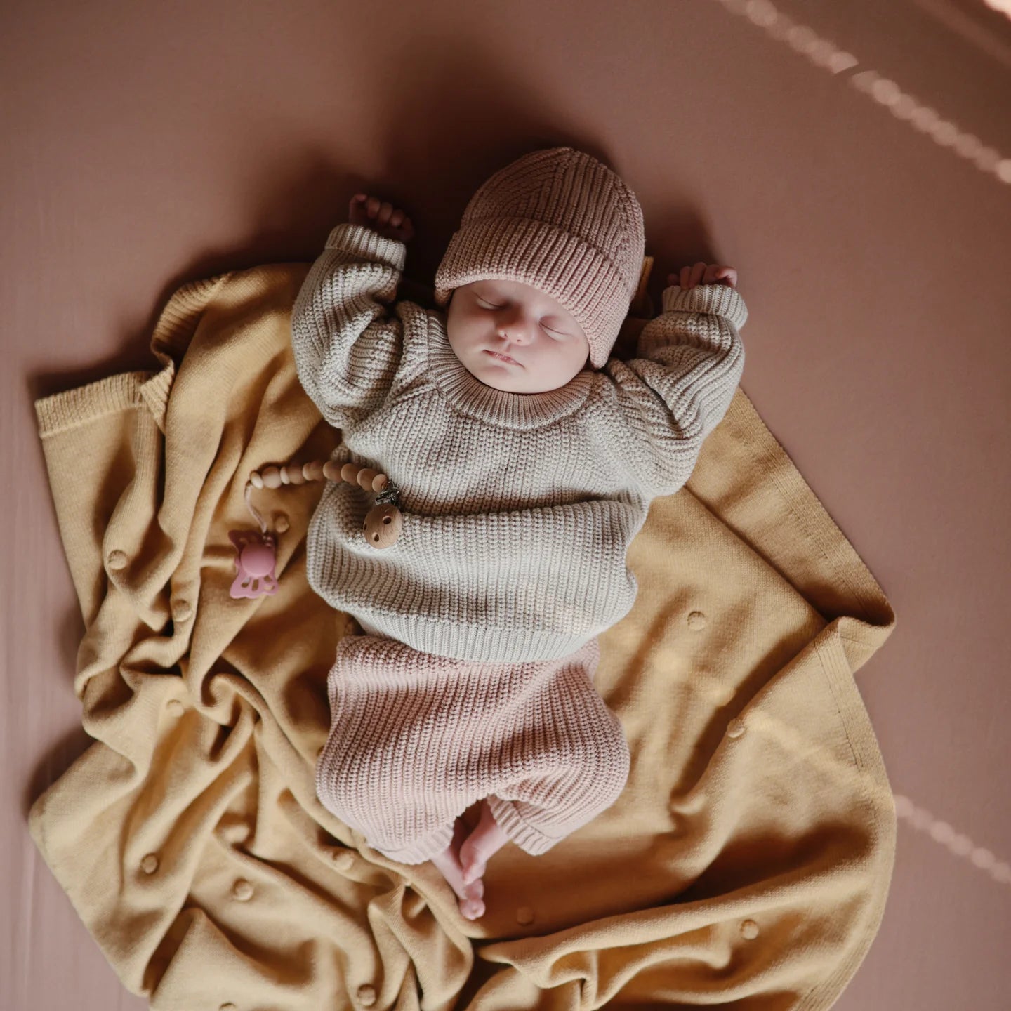 Mushie Mustard Textured Dots Blanket